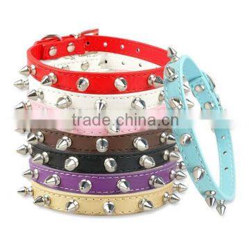 Factory Wholesale PU Leather Dog Collar, Spiked Cat Collar