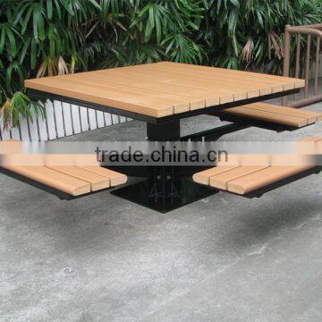 Metal and recycled plastic picnic table park furniture set