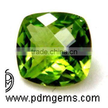 Peridot Cushion Checkerboard Briolette For Diamond Jewellery From Wholesaler