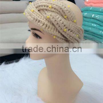 wholesale handmade beaded wool knitted headband