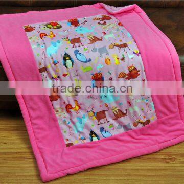 Baby Blanket Cartoon Animal Embroidered Kids Coral Fleece Blanket With Bright Color photo-2