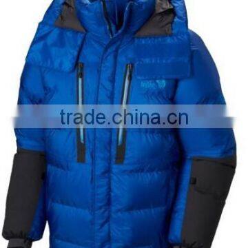 100% polyester blue hooded mens down jacket from china