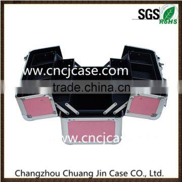 Pink Professional Beauty Double-open With Trays Hard Vanity Case,aluminum Makeup Case Empty photo-3