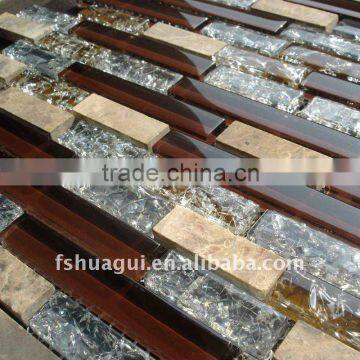 HG-CDT020 Brown color crystal glass mix stone kitchen mosaic tiles/kitchen backsplash