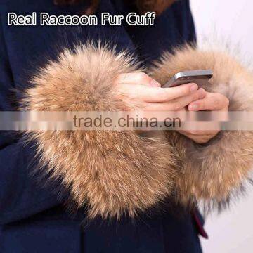 Luxurious Hand made Real Raccoon Fur Cuff for Oversleeve