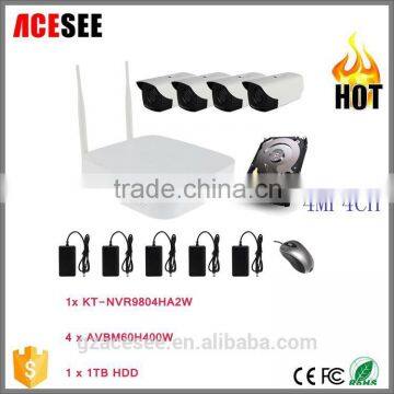 Acesee 2016 alibaba best seller 4mp wifi security camera system 4ch nvr kit outdoor metal bullet case