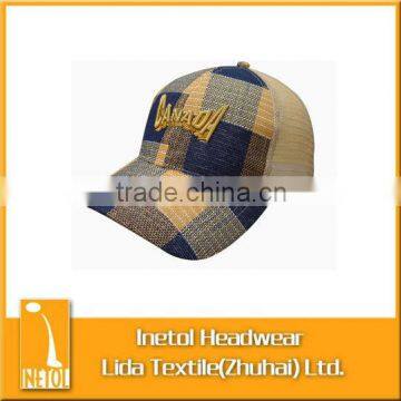 3D embriodery logo 6 panel square grid mesh cap