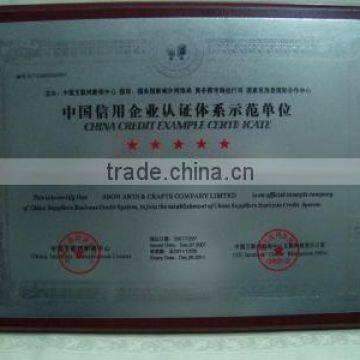 CHINA CREDIT EXAMPLE CERTIFICATE