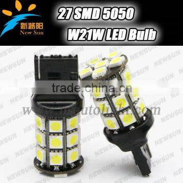 LED W21W (7440) Canbus car back-up light 27SMD 5050 auto car vehicle led brake light T20 yellow red blue green white led bulbs