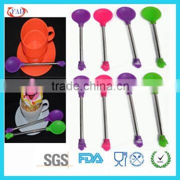 Cust Shape Colorful High Quality Silicone Cookware Spoon For Kitchen Using