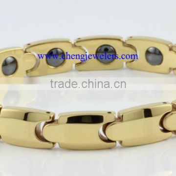 New high quality mens bracelets gold link style with magnet