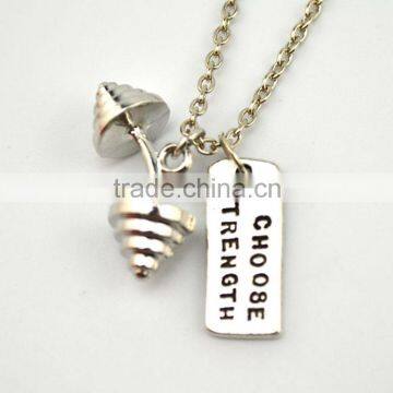 Weight Loss Fitness Necklace Sports Dumbbell GYM Strength Honour Necklace photo-4