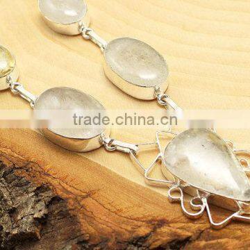 falak gems Rutilated Quartz Necklace, Silver Quartz Necklace,Gemstone Necklace