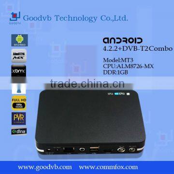 OEM/ODM DVB-T2/DVB-S2 Amlogic 8726 MX android 4.2 dual core tv box youtube skype media player hd xbmc wifi