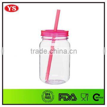 Bpa Free 26oz Plastic Mason Jar Mug for Beer With Straw