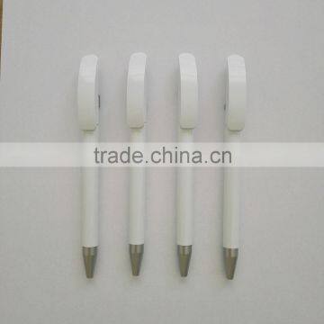 White Plastic Ball Pen Twist Action Pen With Bow Shape Clip