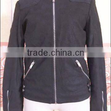 Womens suede leather short jacket round collar Female Jackets Womens Slim Coats