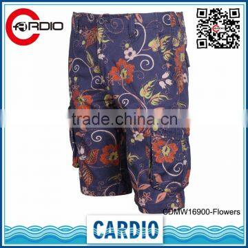 2016 flowers print fashion cotton mens running shorts