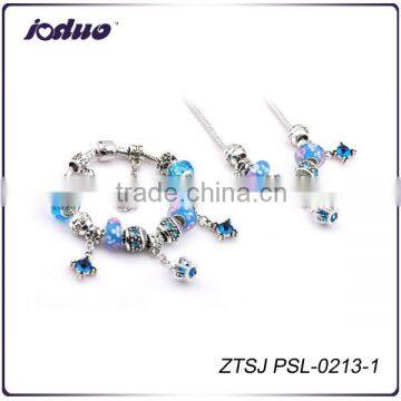 2016 DIY Blue Crystal Bead Charm Bracelets Jewelry