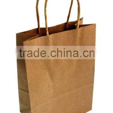 brown craft gift shopping bag with twist paper handle