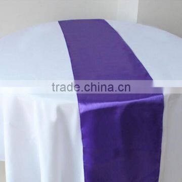 Polyester satin table runner for banquet and wedding event shining blue