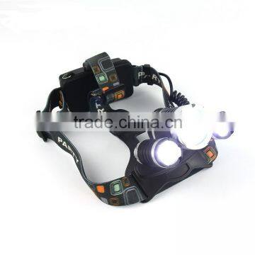 2016 New Design 3pcs XML T6 3000 Lumen Aluminum Rechargeable 30W LED Zoomable Headlamp for Walking Camping Hiking Hunting