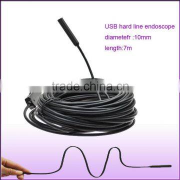 Portable diameter10mm Cable length 7m Waterproof snake hard wire driver usb endoscope camera