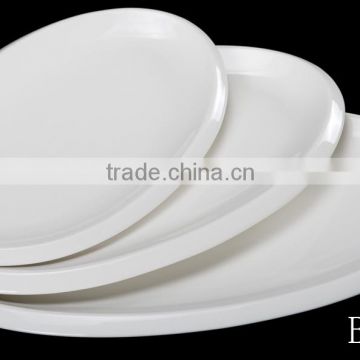 Hotel used white porcelain oval plates