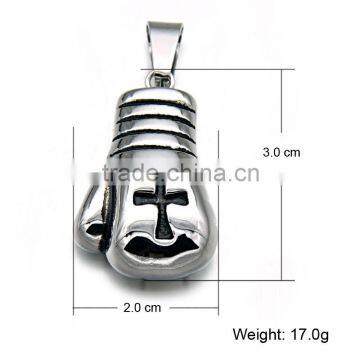 316l Stainless Steel Pendant Necklace High Polished Boxing Gloves Necklace Enamel Black Cross Charm Necklace photo-4