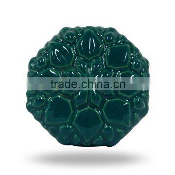 Ceramic Dark Green Embossed Floral Knob