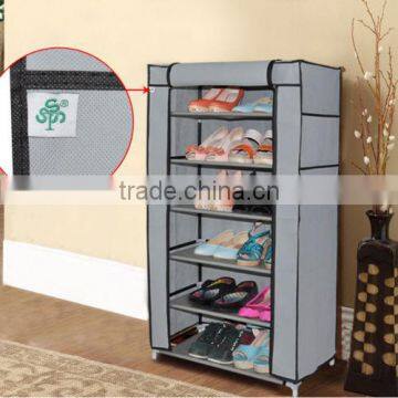 (FH-FC6007)6 layers non-woven Shoes storage metal cabinet with fabric cover