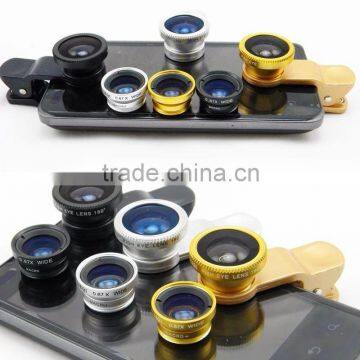 Universal 3in1 Clip Lens Fisheye+Macro+Wide Angle For Smartphones Tablets