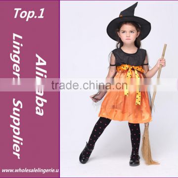 Kids Halloween Costumes Witch For Girls Orange Dress And Hat