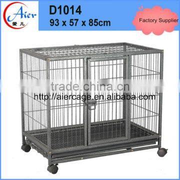 square tube wire dog cage with wheel