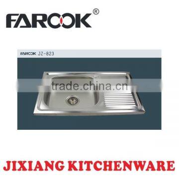 JZ-823 73x44cm single bowl with single drainboard stainless steel kitchen sink