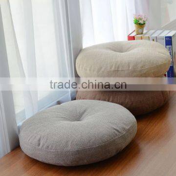 Wholesale living room home office bed furniture soft linen round linen seat sofa pouffe cushion