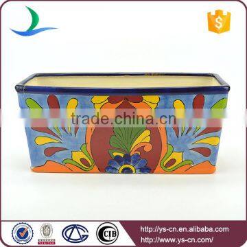 YSfp0003 Colorful handmade rectangular ceramic flowerpot for garden