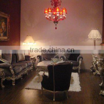 Luxury Decorated Living Room Wooden Sofa Set Covered by Lint in Black Color photo-2