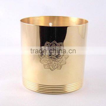 Golden finish brass metal soy candle vessel copper candle cup