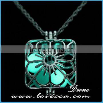 Plating Platinum+Sky Blue Luminous Fahion Luminous Stone Necklace Essential Oil Diffuser Glow in the Dark Necklace photo-5