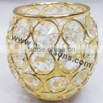 Clear Crystal Carved Votive Candle Holder for Home Decoration