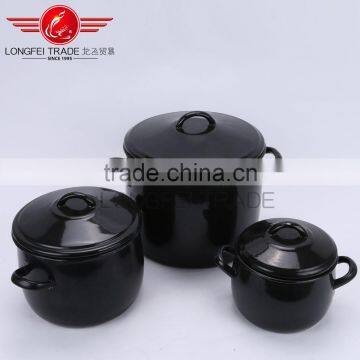 Black 3pcs Enamel Camping Pot Set /enamel Hot Pot Sets Wholesale photo-2