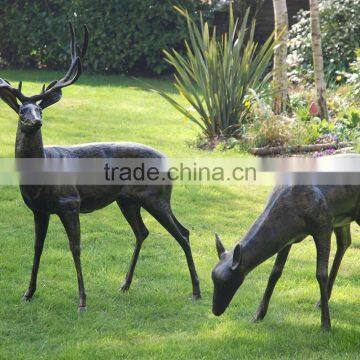 New products bronze mother and baby dear statue for sale