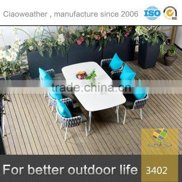 Garden used 6 seater rattan outdoor dining table and chair set