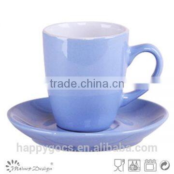 3oz Solid Shining Color Glazed Coffee Cup and Saucer photo-3