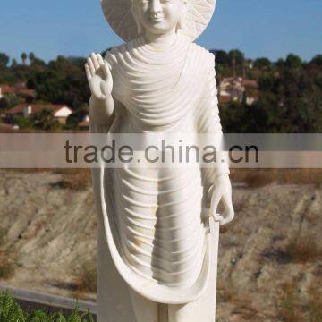Modern Garden Decor White Marble Standing Buddha Statue photo-4