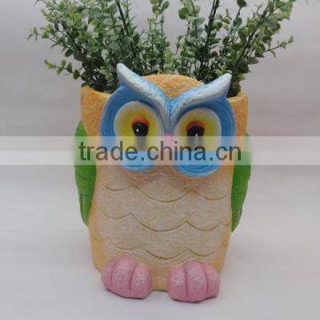 Popular Modern Craft Polyresin Owls Flowerpot Finely Artistic Design Unique Fancy Garden Decoration