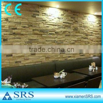 Yellow slate rough stone interior wall tile