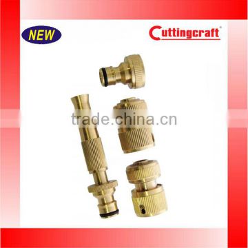 New Brass Hose Fitting Set Of 4 Garden Hose Spray Nozzel Head & Hose Connectors