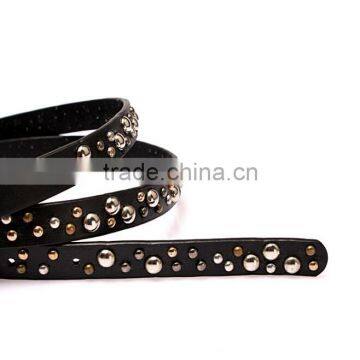 Wholesale Rivet Decorated Sex Women Lady Thin PU Waist Belt photo-6